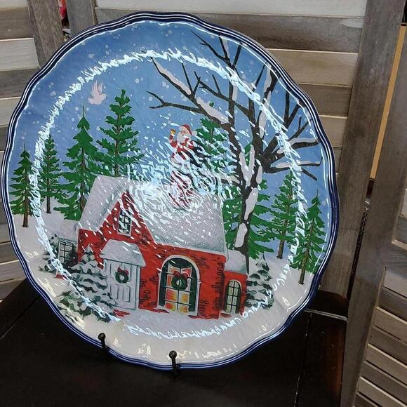 14" Festive Melamine Winter Scene Decorative Plate - Picture 2 of 4
